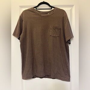 Classic Cotton Brown Striped Men's Tee